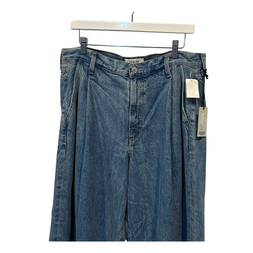 AGOLDE WOMENS 31 ELLIS TROUSER HIGH RISE ANKLE WIDE JEANS BAFFLE BLUE NEW - Picture 6 of 13